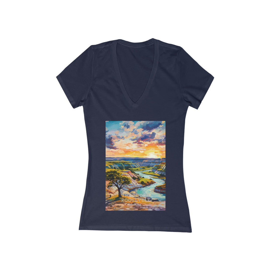Women's Deep V - Neck T - Shirt - Theodore Roosevelt National Park - My Nature Book Adventures