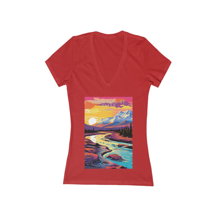 Women's Deep V - Neck T - Shirt - Wrangell - St. Elias National Park - My Nature Book Adventures