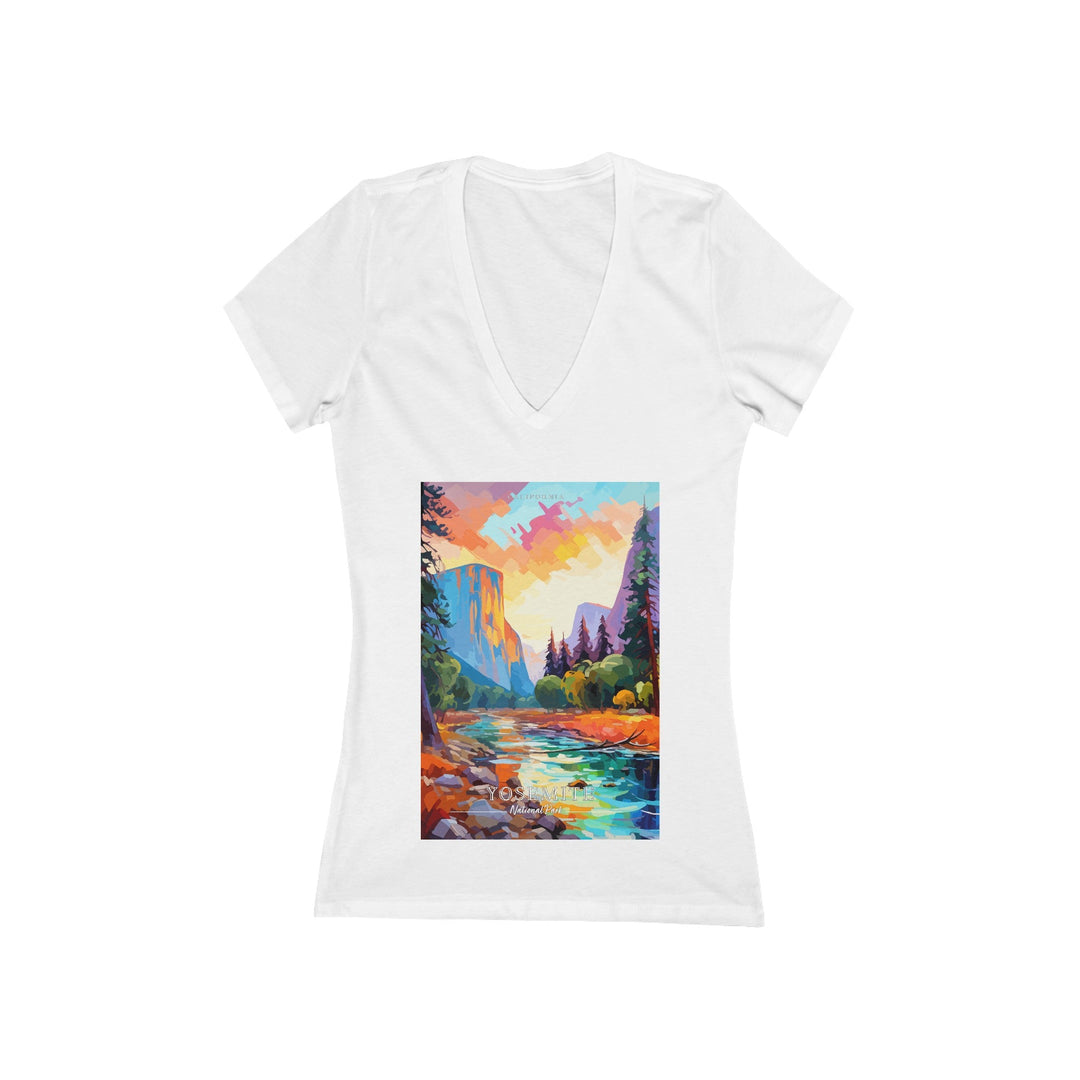 Women's Deep V - Neck T - Shirt - Yosemite National Park - My Nature Book Adventures