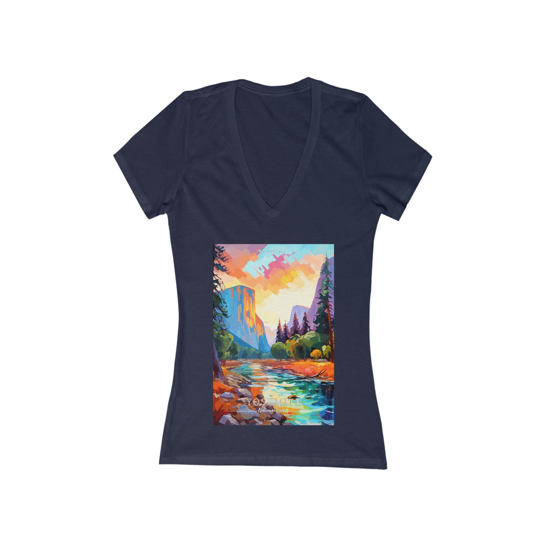 Women's Deep V - Neck T - Shirt - Yosemite National Park - My Nature Book Adventures