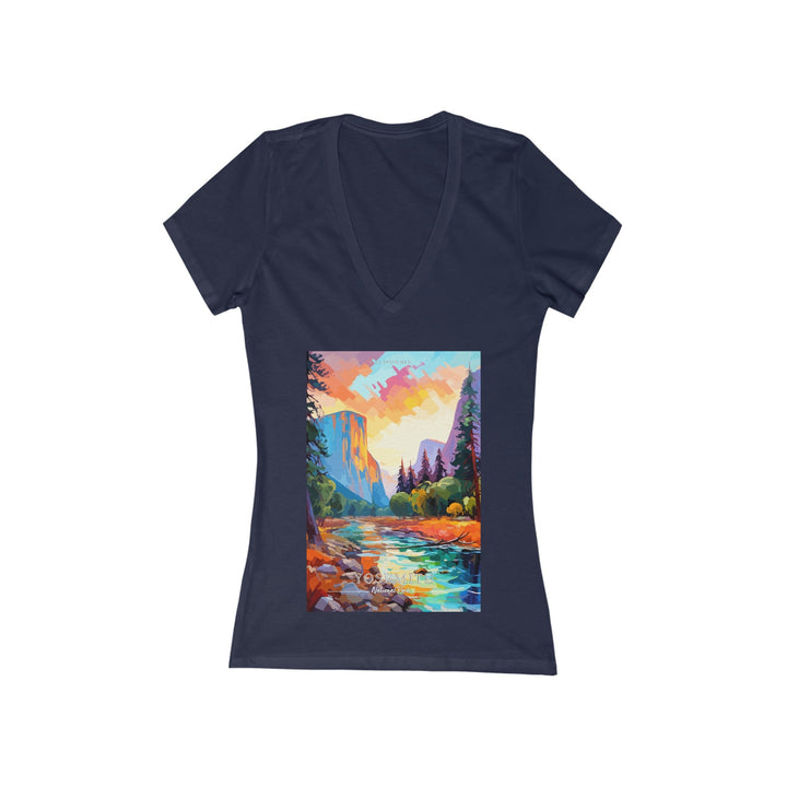 Women's Deep V - Neck T - Shirt - Yosemite National Park - My Nature Book Adventures