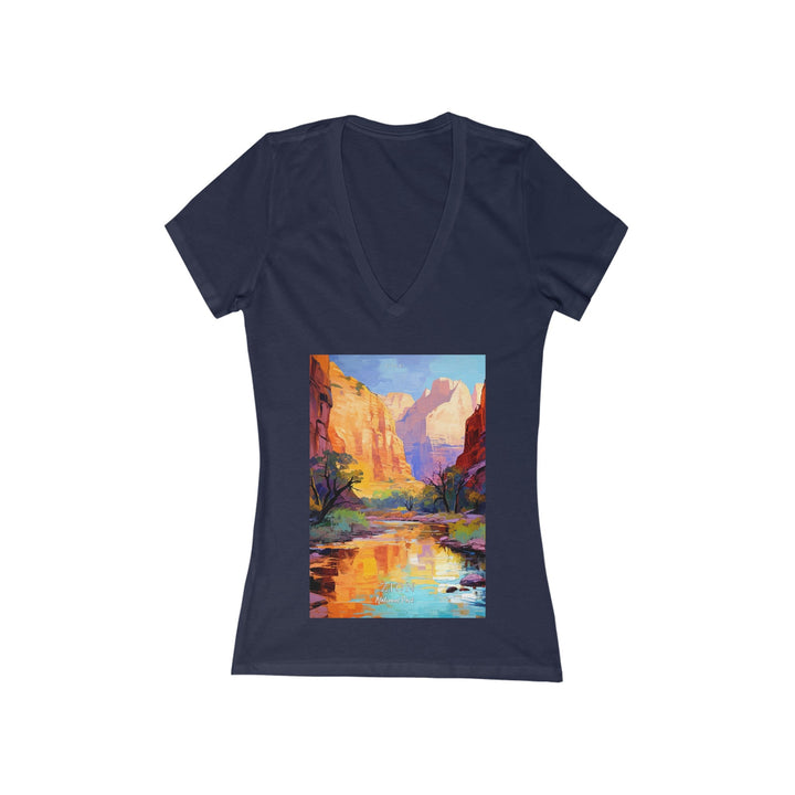 Women's Deep V - Neck T - Shirt - Zion National Park - My Nature Book Adventures