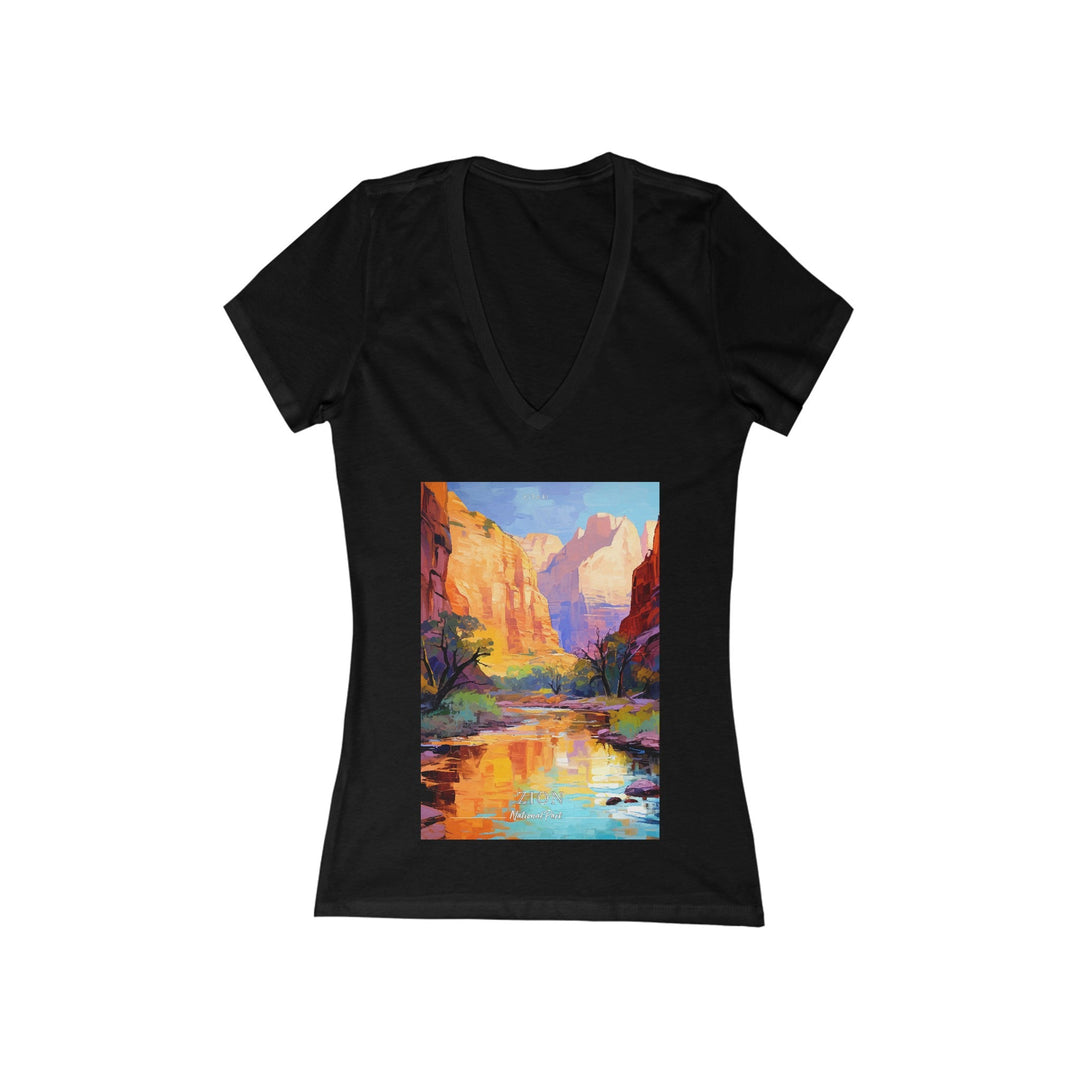 Women's Deep V - Neck T - Shirt - Zion National Park - My Nature Book Adventures