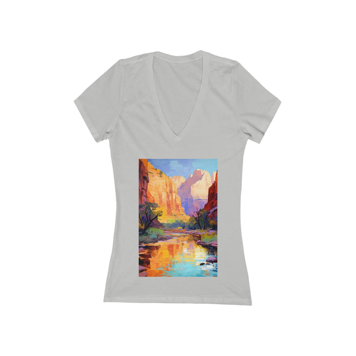 Women's Deep V - Neck T - Shirt - Zion National Park - My Nature Book Adventures