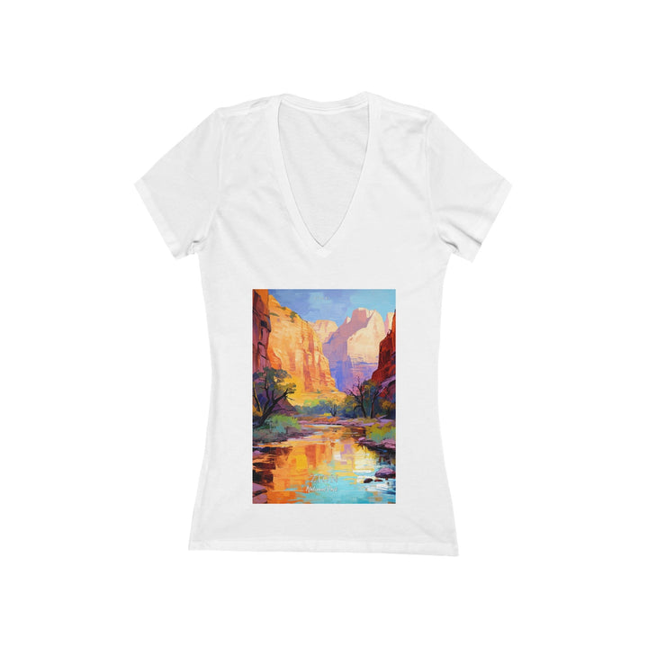 Women's Deep V - Neck T - Shirt - Zion National Park - My Nature Book Adventures