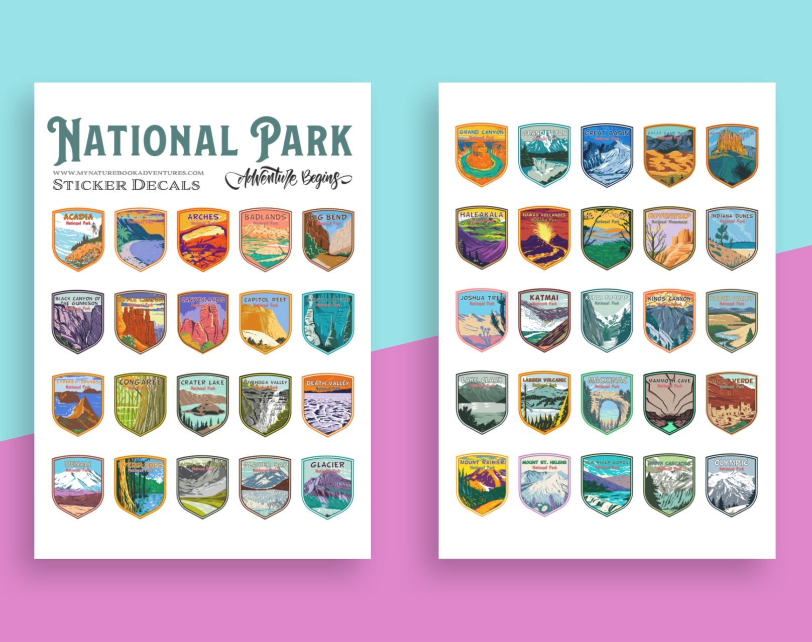 63 National Park Sticker Decals - My Nature Book Adventures