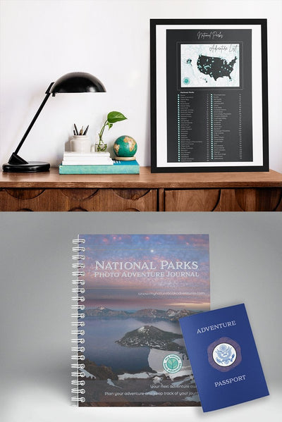 Adventure Challenge Bundle - National Parks Photo Journal + Adventure List Poster + Passport - My Nature Book Adventures