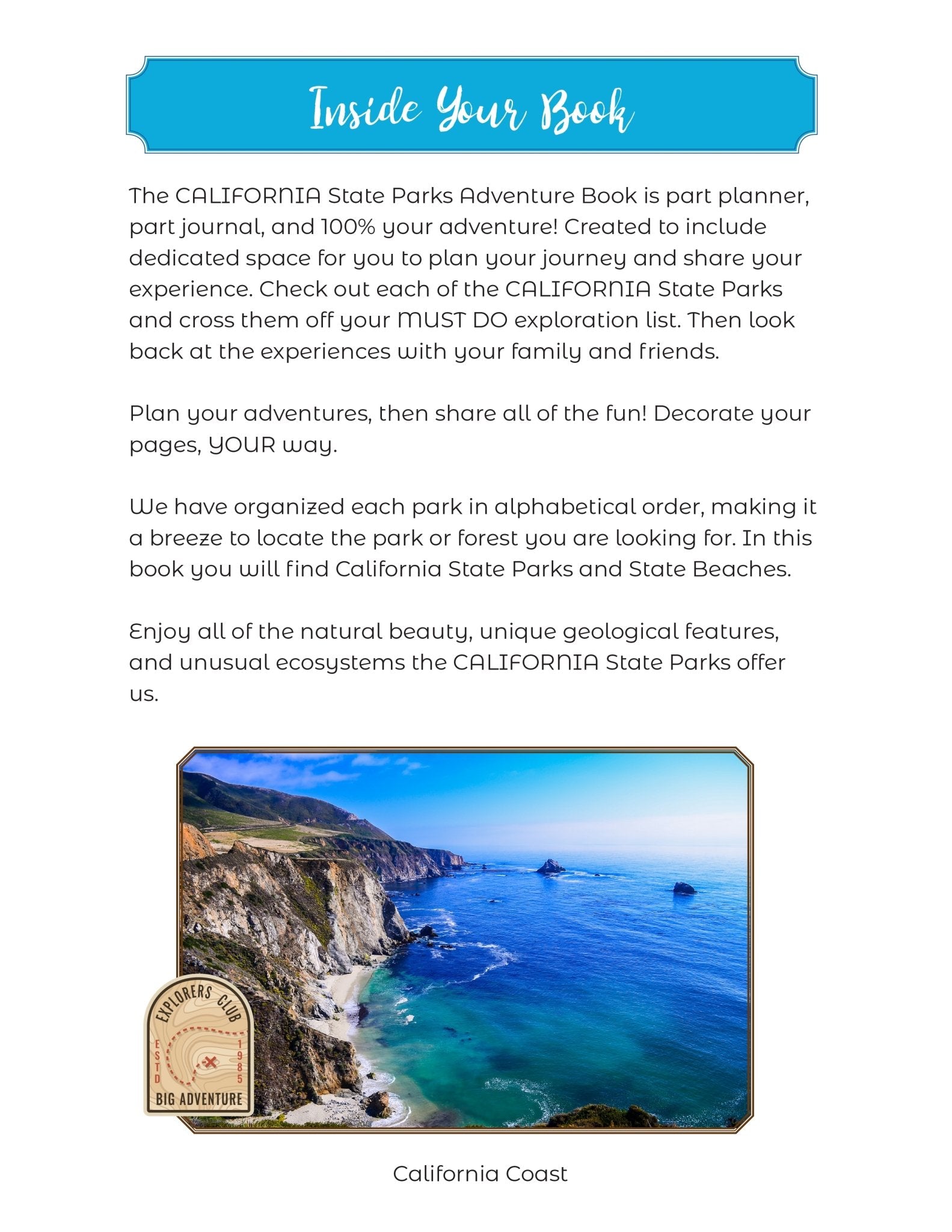 California State Parks - Adventure Planning Journal - My Nature Book Adventures