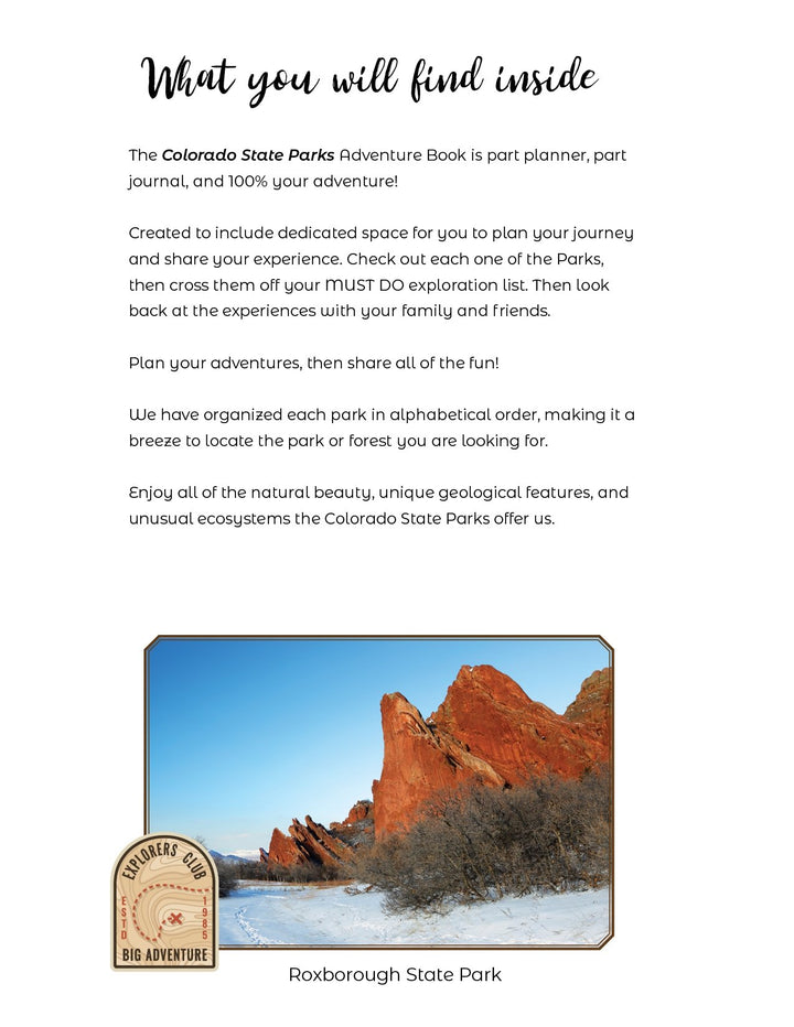 Colorado State Parks - DIGITAL DOWNLOAD - Adventure Planning Journal - My Nature Book Adventures