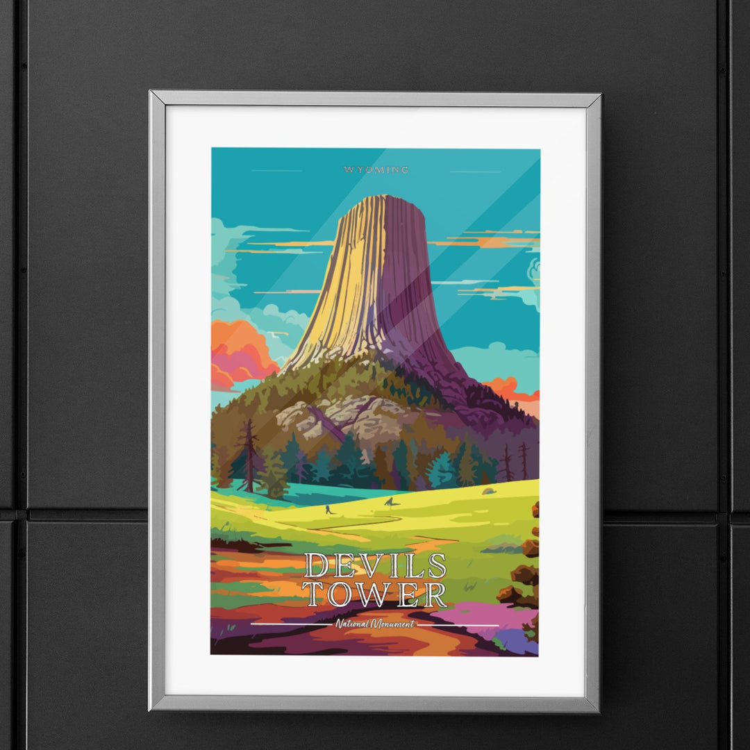 Devils Tower National Monument - Must See Commemorative Poster: A Pop Art Tribute - My Nature Book Adventures