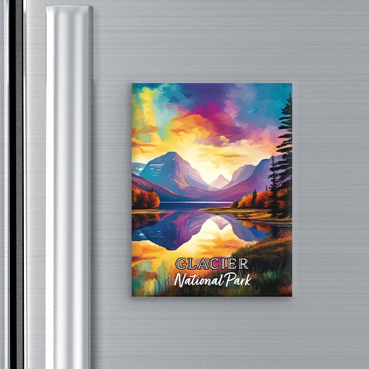 Glacier National Park Magnet - Pop Art-Inspired Classic Keepsake Collection - My Nature Book Adventures