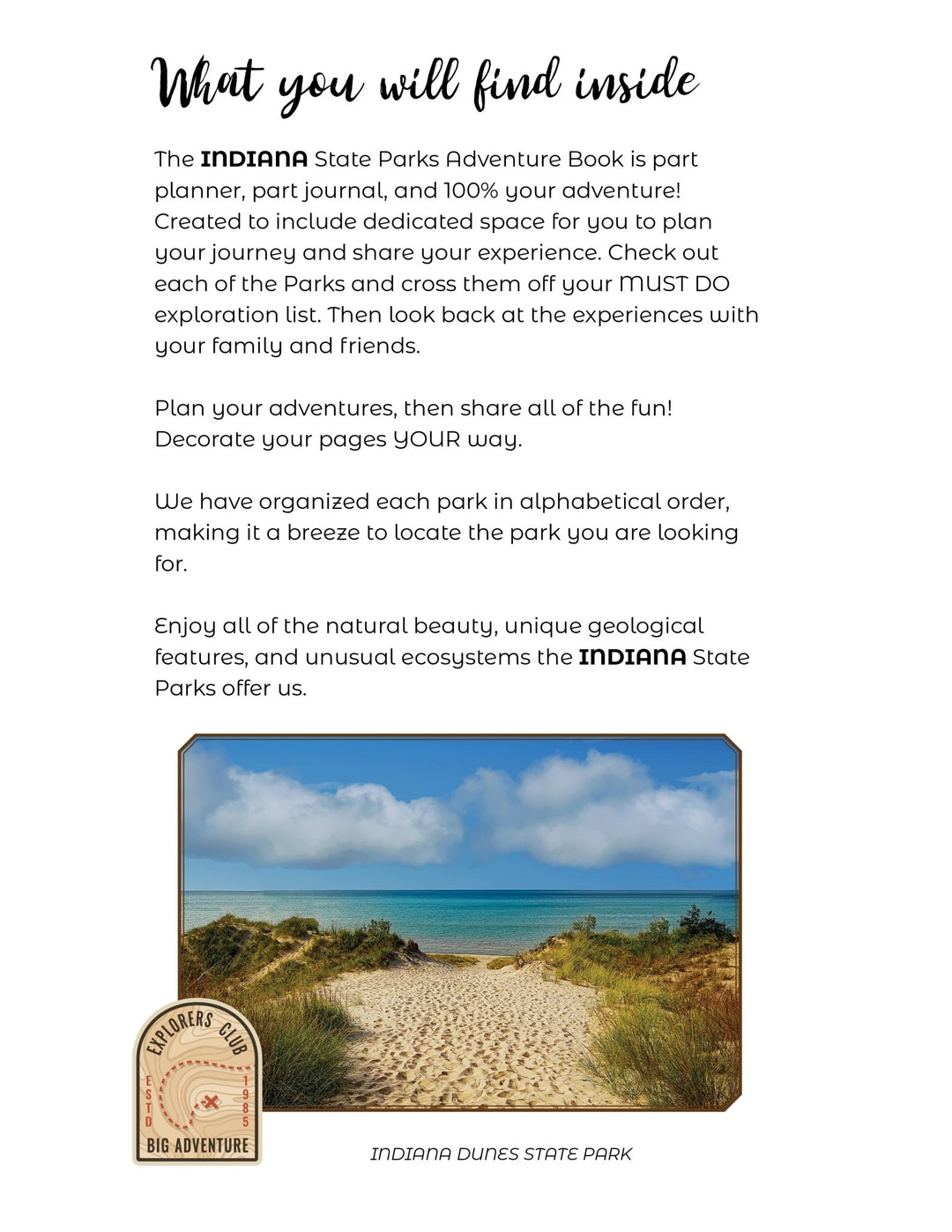 Indiana State Parks - DIGITAL DOWNLOAD - Adventure Planning Journal - My Nature Book Adventures