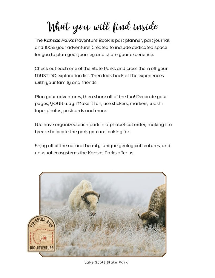 Kansas State Parks - DIGITAL DOWNLOAD - Adventure Planning Journal - My Nature Book Adventures