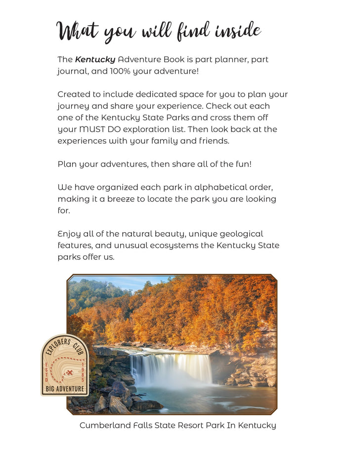 Kentucky State Parks - Adventure Planning Journal - My Nature Book Adventures