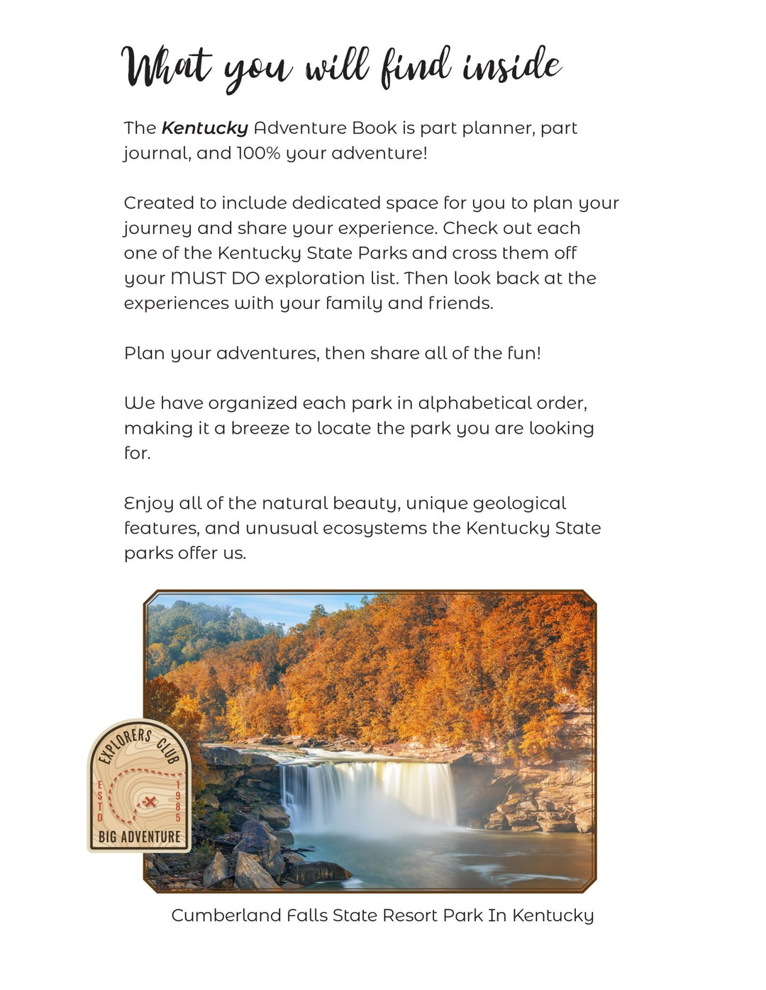 Kentucky State Parks - DIGITAL DOWNLOAD - Adventure Planning Journal - My Nature Book Adventures