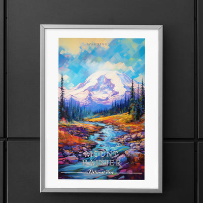Mount Rainier National Park Commemorative Poster: A Pop Art Tribute - My Nature Book Adventures