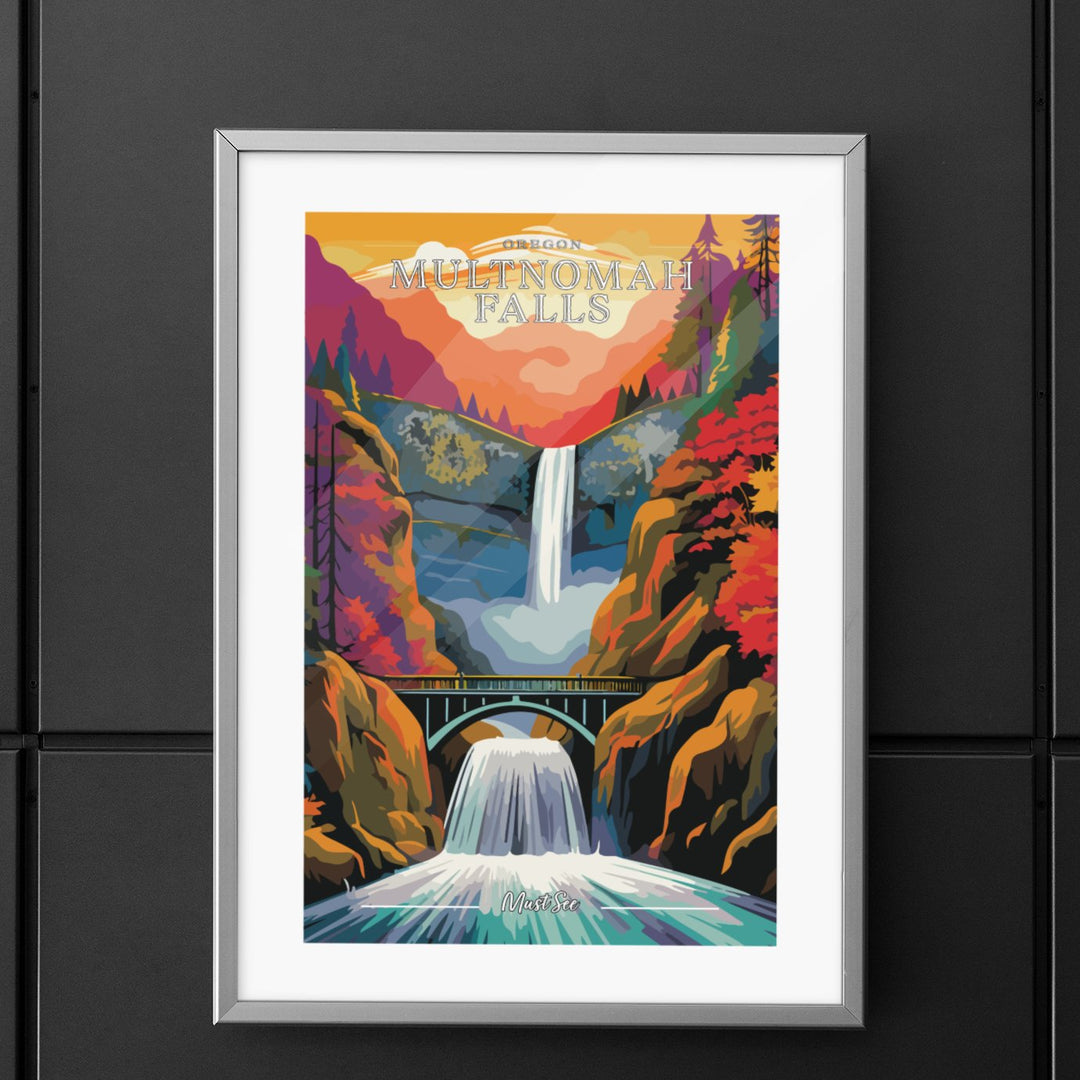 Multnomah Falls - Must See Commemorative Poster: A Pop Art Tribute - My Nature Book Adventures