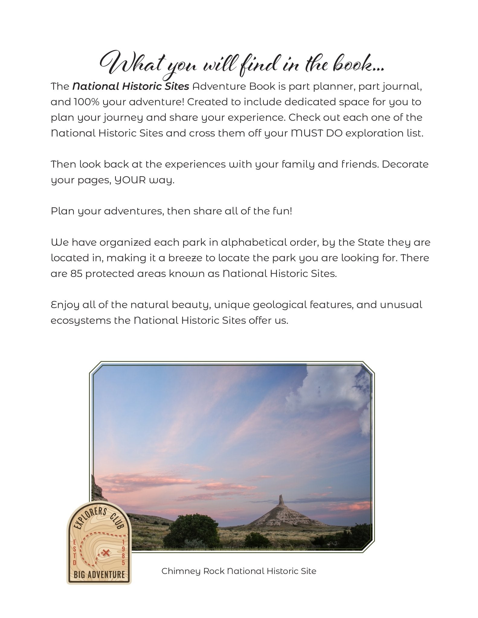 National Historic Sites - Adventure Planning Journal - My Nature Book Adventures