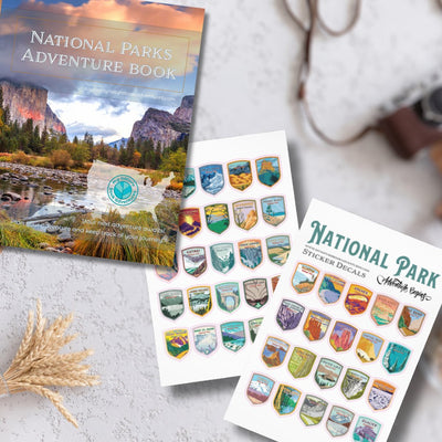 National Parks Adventure Planning Journal + Set of 63 National Park Sticker Decals - My Nature Book Adventures