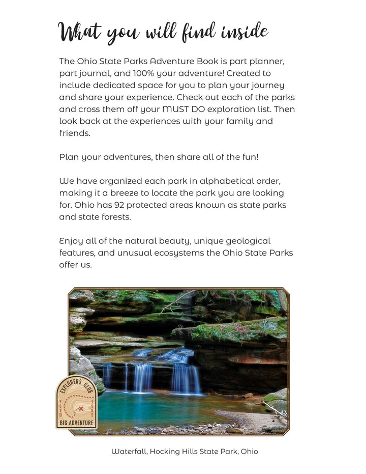 Ohio State Parks - DIGITAL DOWNLOAD - Adventure Planning Journal - My Nature Book Adventures