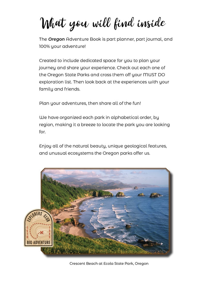Oregon State Parks - DIGITAL DOWNLOAD - Adventure Planning Journal - My Nature Book Adventures