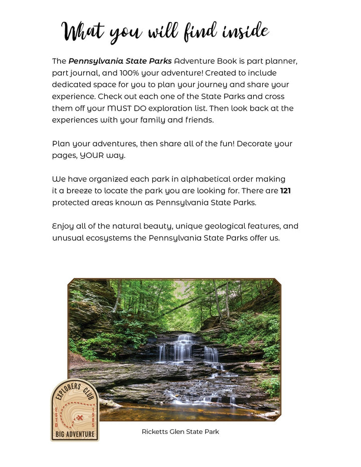 Pennsylvania Parks - DIGITAL DOWNLOAD - Adventure Planning Journal