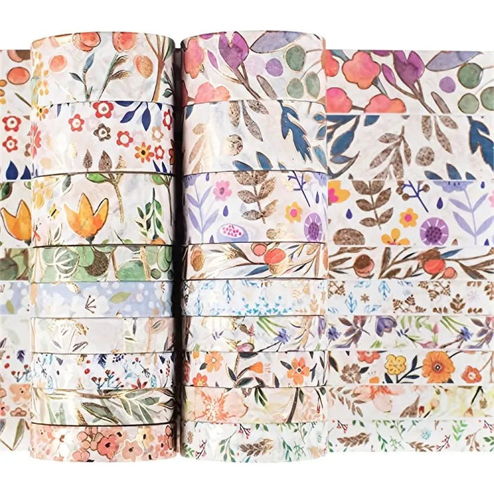 Washi Tape Gold Floral Roll Collection - My Nature Book Adventures