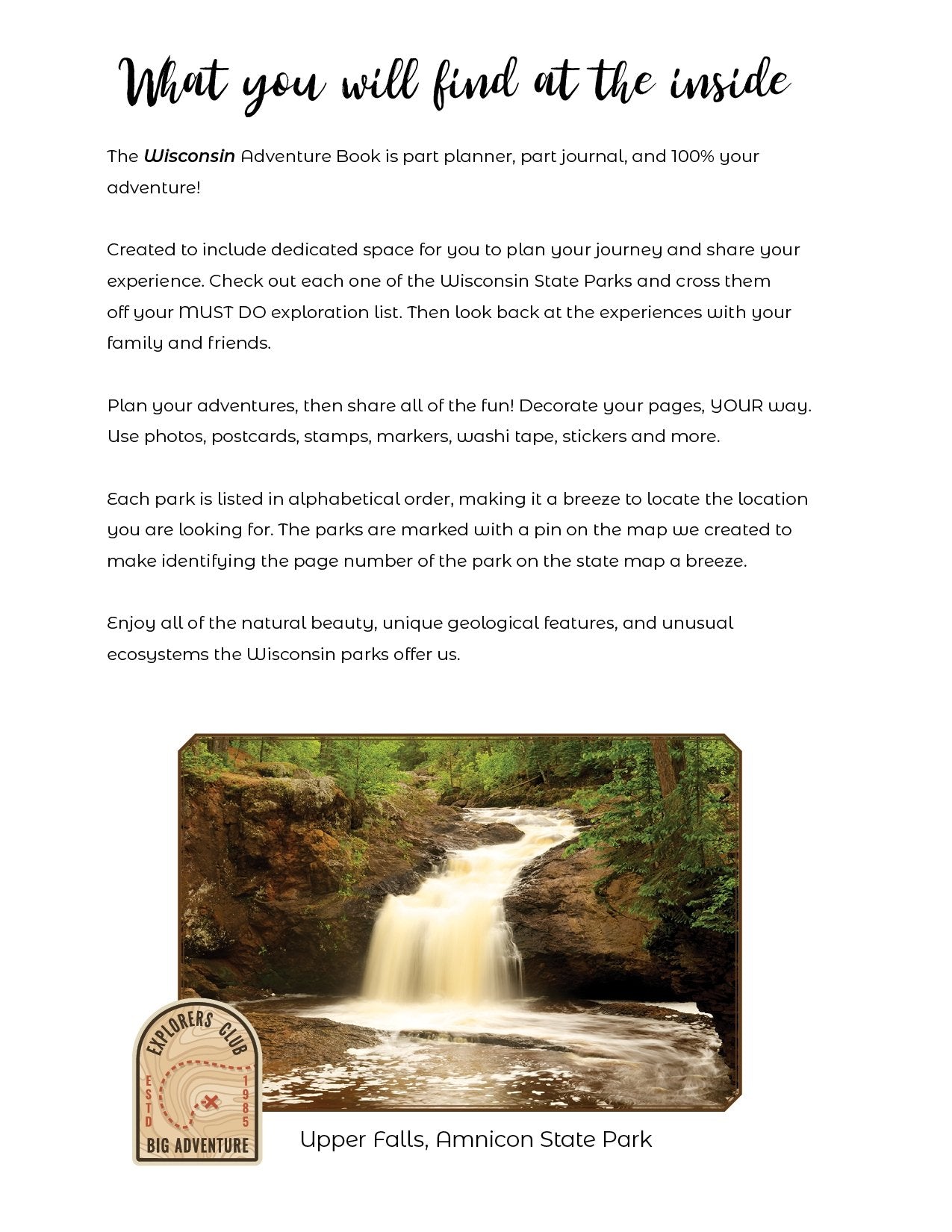 Wisconsin State Parks - Adventure Planning Journal - My Nature Book Adventures