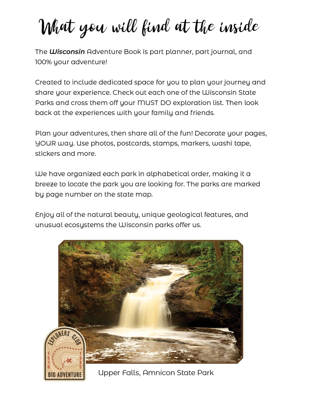 Wisconsin State Parks - DIGITAL DOWNLOAD - Adventure Planning Journal