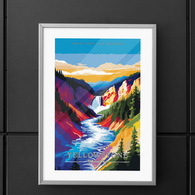 Yellowstone - Yellowstone Upper Falls - National Park Commemorative Poster: A Pop Art Tribute - My Nature Book Adventures